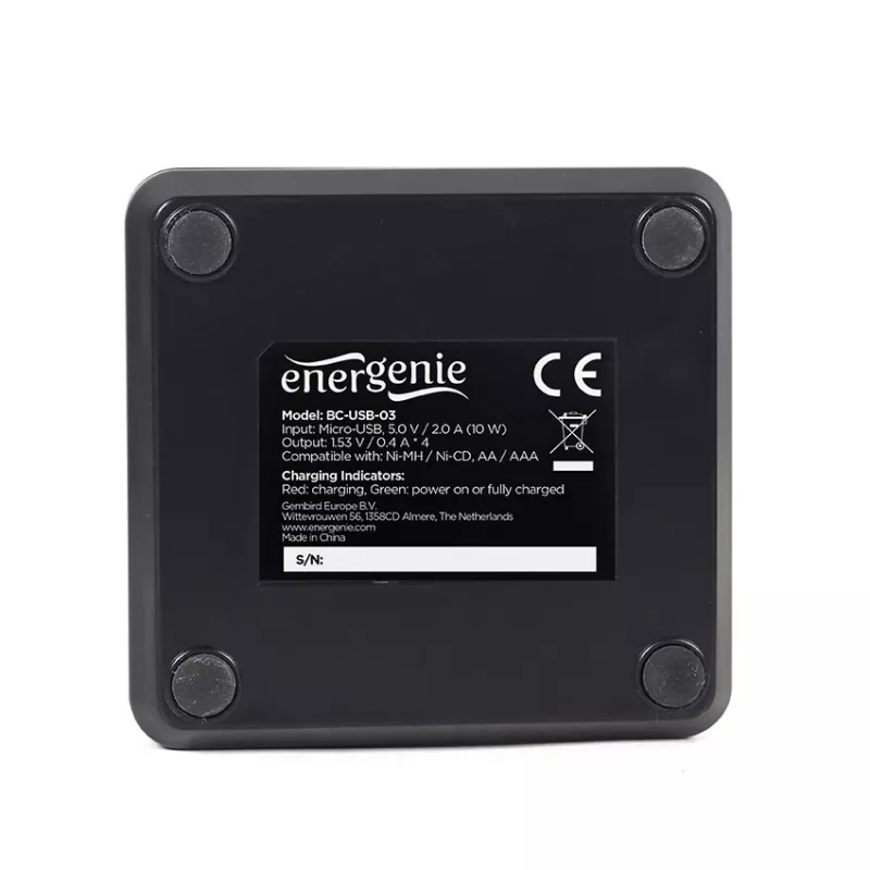 Batterieladegerät Gembird BC-USB-03 USB-kompatibel AA AAA Schwarz