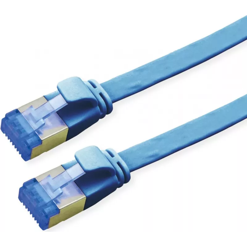 VALUE Patchkabel Cat.6A (Klasse EA) FTP, extraflach, Blau, 1 m (21.99.2151)