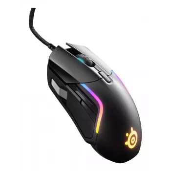 Gaming-Maus STEELSERIES Rival 5 — rechtshändig, TrueMove Air Sensor, 18.000 DPI, 9 programmierbare Tasten, USB Typ A, IP54