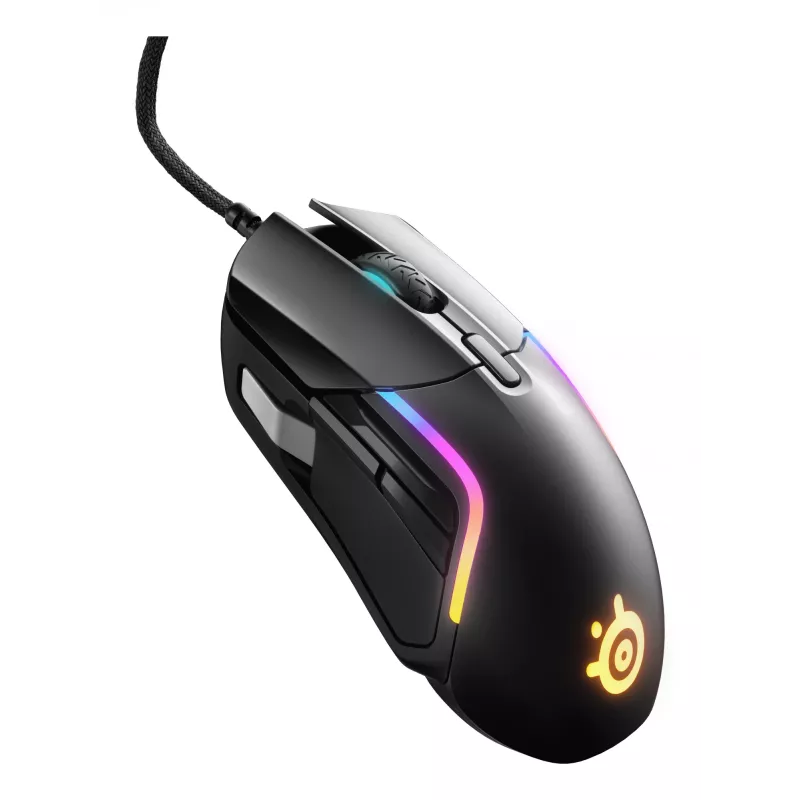 Gaming-Maus STEELSERIES Rival 5 — rechtshändig, TrueMove Air Sensor, 18.000 DPI, 9 programmierbare Tasten, USB Typ A, IP54