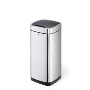 Rechteckiger Mülleimer Durable NO TOUCH 35L Edelstahl Schwarz Silber