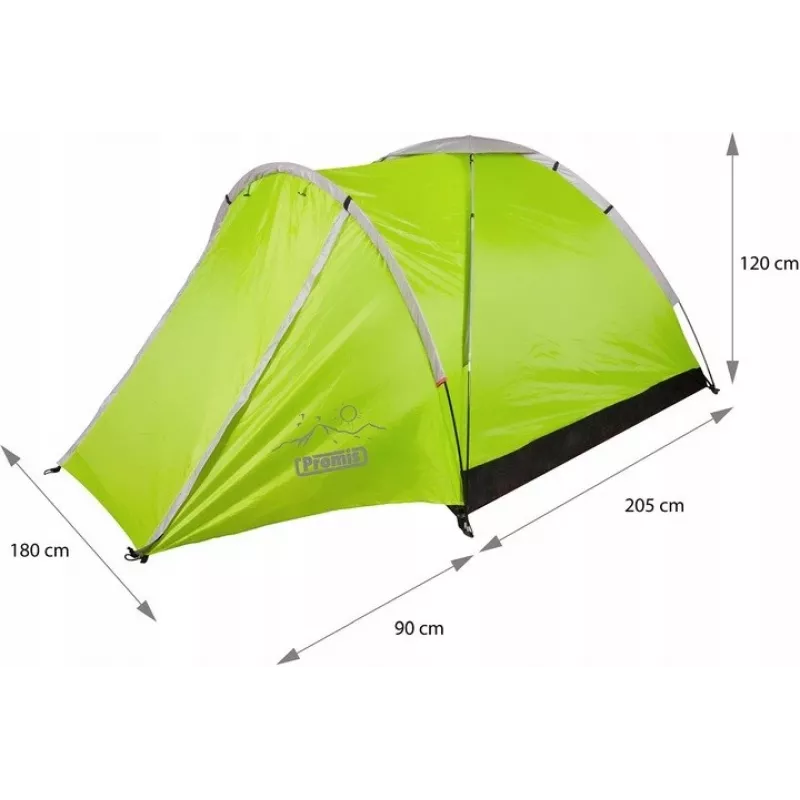 Zelt PROMIS NT80 — 3-Personen-Campingzelt mit Vorzelt und Moskitonetz, Grundfläche 2x2 m