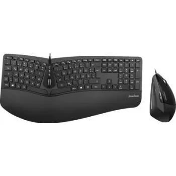 Perixx PERIDUO-505B, DE, Tastatur- und Maus-Set, USB-Kabel, ergonomisch, schwarz (PERIDUO-505B)