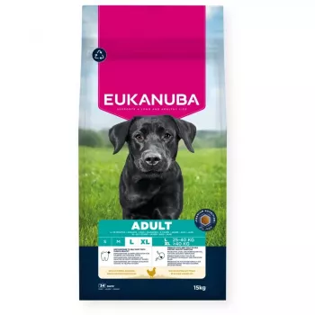 Trockenfutter für Hunde EUKANUBA Adult Large Chicken 15 kg — Trockenfutter für ausgewachsene Hunde großer Rassen, Huhn, 15 kg