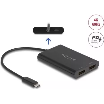 DELOCK Adapter USB-C auf 2× DisplayPort 4K 60 Hz — Modell 64308