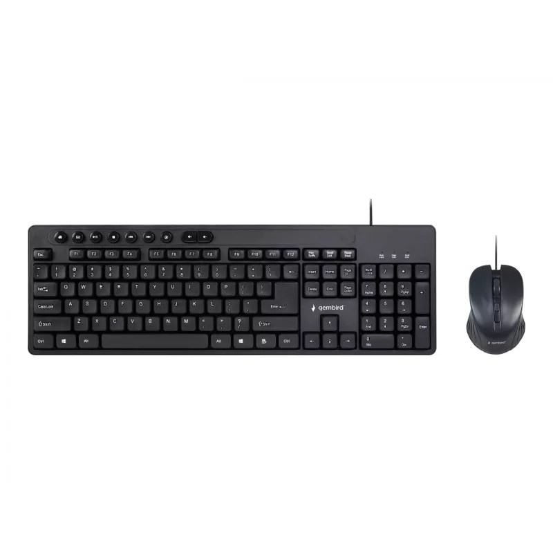 Kabelgebundene Full-Size-Tastatur Gembird KBS-UM-04 USB QWERTY US-Englisch mit Maus, schwarz, 1,5 m Kabel