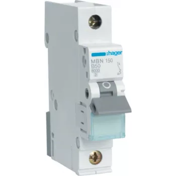 Hager MBN150. Polanzahl: 1P. AC-Eingangsfrequenz: 50/60 Hz, Nennausgangsstrom: 50 A (MBN150)