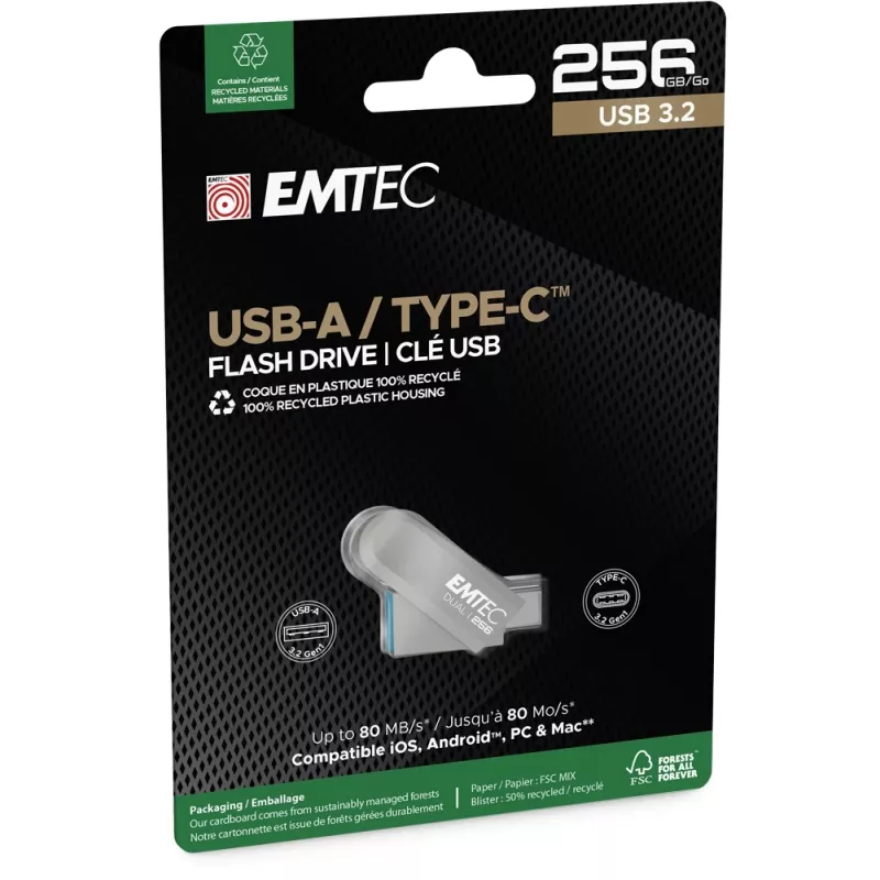 USB-Flash-Laufwerk Emtec 256GB USB3.2 Type-C Dual D280
