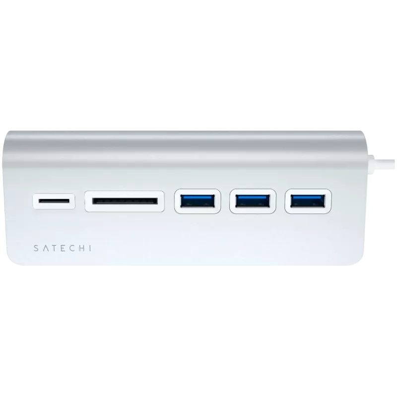 Satechi Type-C Aluminium USB Hub & Card Reader, Silber, ST-TCHCRS