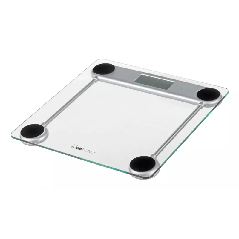 Elektronische Personenwaage CLATRONIC PW 3368 — max. 150 kg, Genauigkeit 100 g, Glasplattform