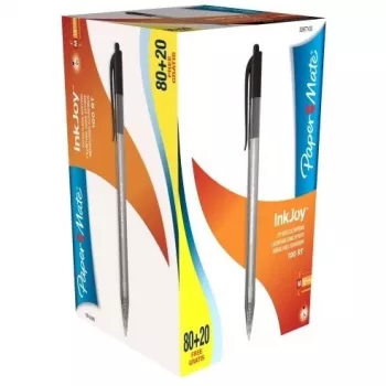 Kugelschreiber Paper Mate InkJoy 100 RT, 80+20 Packung, schwarze Tinte, mittlere Spitze