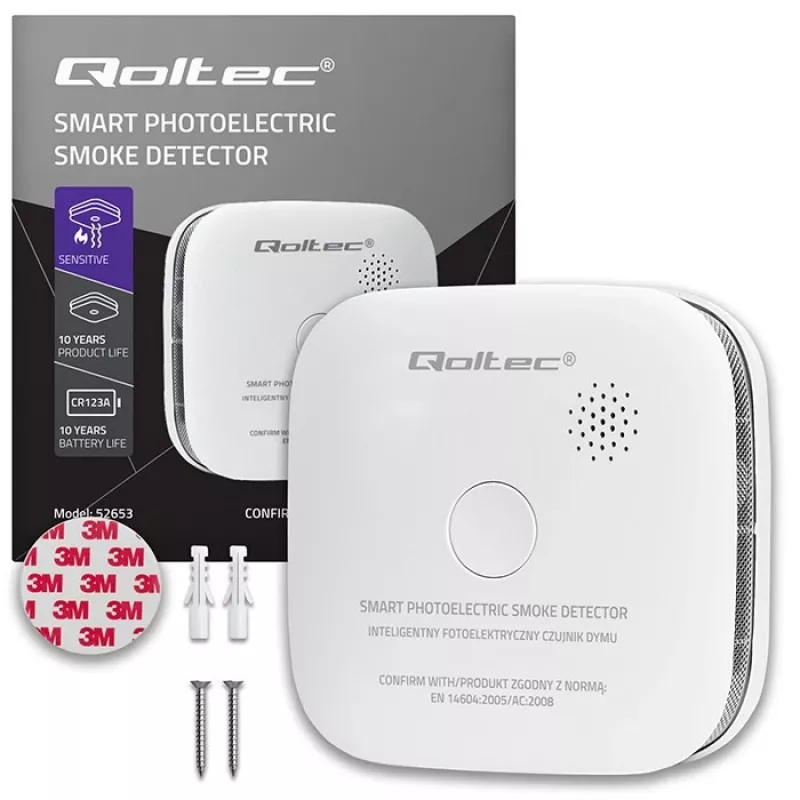 Funkrauchmelder QOLTEC Modell 52653 mit 85 dB Batteriealarm