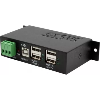 USB-Hub Exsys EX-1163HMS — 4-Port mit 15 kV ESD-Schutz, DIN-Schienen-Montageset