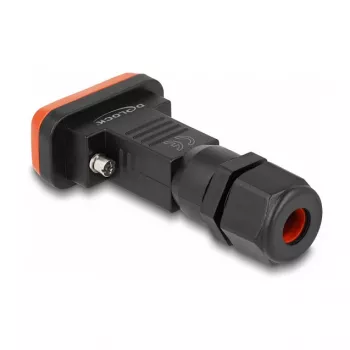 DeLOCK D-Sub 9-polig Buchse IP67 wasserdichter Anschluss schwarz orange