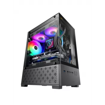 Mini-Tower-PC-Gehäuse TACENS Mars Gaming MC-SE2 — Mini-ITX / Micro-ATX, schwarz, Seitenfenster, Boden-Netzteil, unterstützt 2x2,5 Zoll + 1x3,5 Zoll