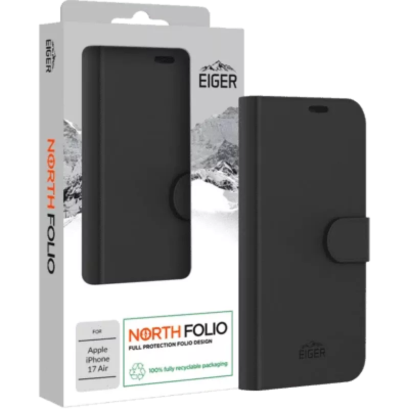 Folio Stand Case Eiger EGCA00933 für Apple iPhone 17 Air — Magnetisch, Schwarz