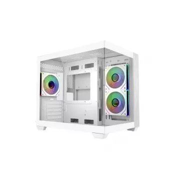Cooler Master E481-WHNN-S00 Elite 481 WOOD Weiß, mATX, Frontpanel, 70° Vollansicht-Tempered-Glas