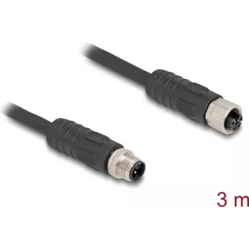 DeLOCK Sensor-/Aktorleitung 3 m RST M12 Schwarz 80521