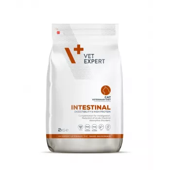 Trockenfutter VETEXPERT Veterinary Diet Intestinal für Katzen, 2 kg — Geflügel, 38 % Protein, 20 % Fett, gluten- und sojafrei