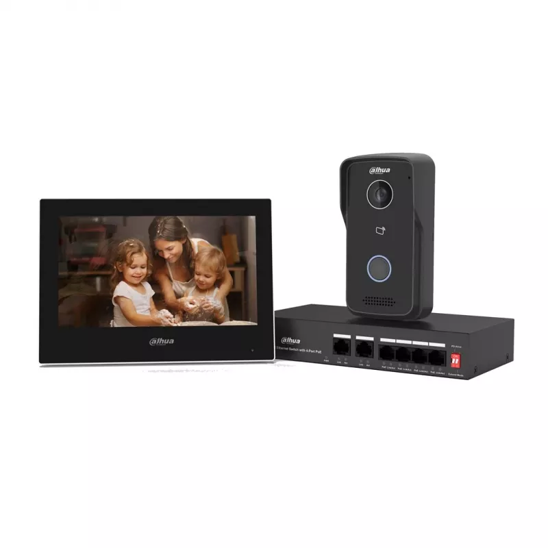 Video-Türsprechanlage DAHUA KTP03 7-Zoll-Monitor, 2-Draht-Anschluss, PoE, 1024x600, 2-MP-Kamera