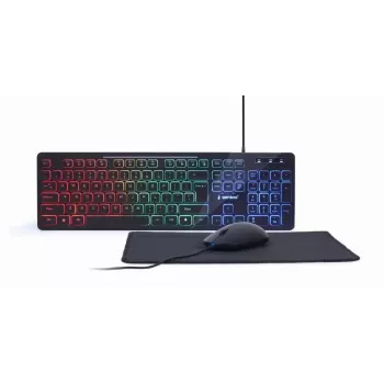 Kabelgebundene Full-Size-Tastatur mit Maus Gembird KBS-UML-01 — USB, QWERTY US, 104 Tasten, schwarz