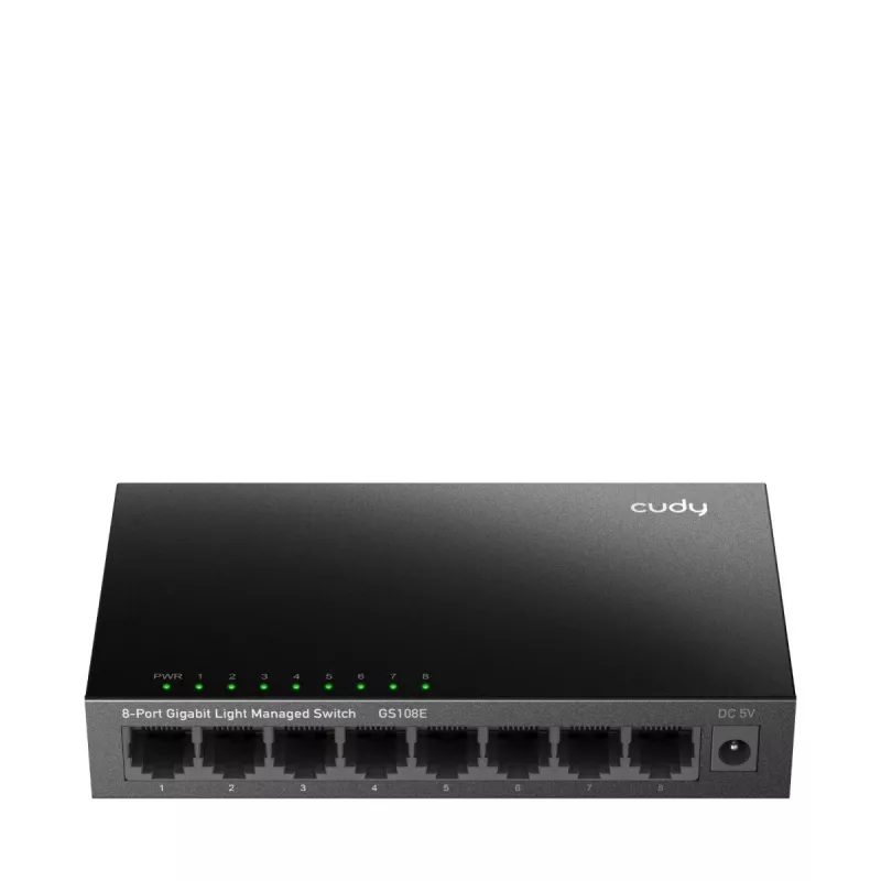 Managed Switch Cudy GS108E 8-Port Gigabit Ethernet, 8x 10/100/1000 Mbps, Metallgehäuse, 16 Gbps Switching, IGMP & DHCP Snooping