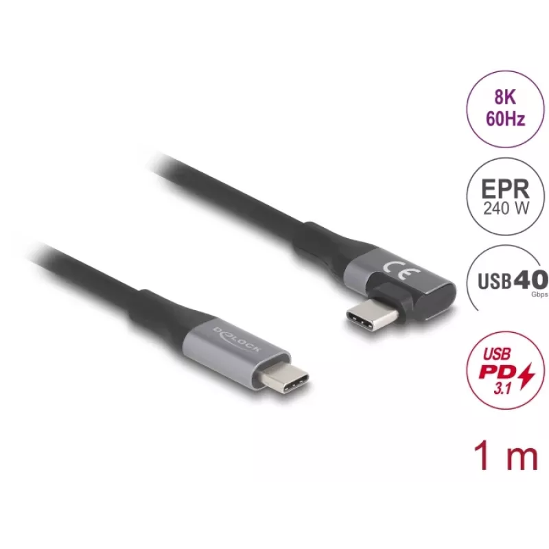 USB-Kabel DeLOCK 81131 1 m USB-C Schwarz 40 Gbit/s