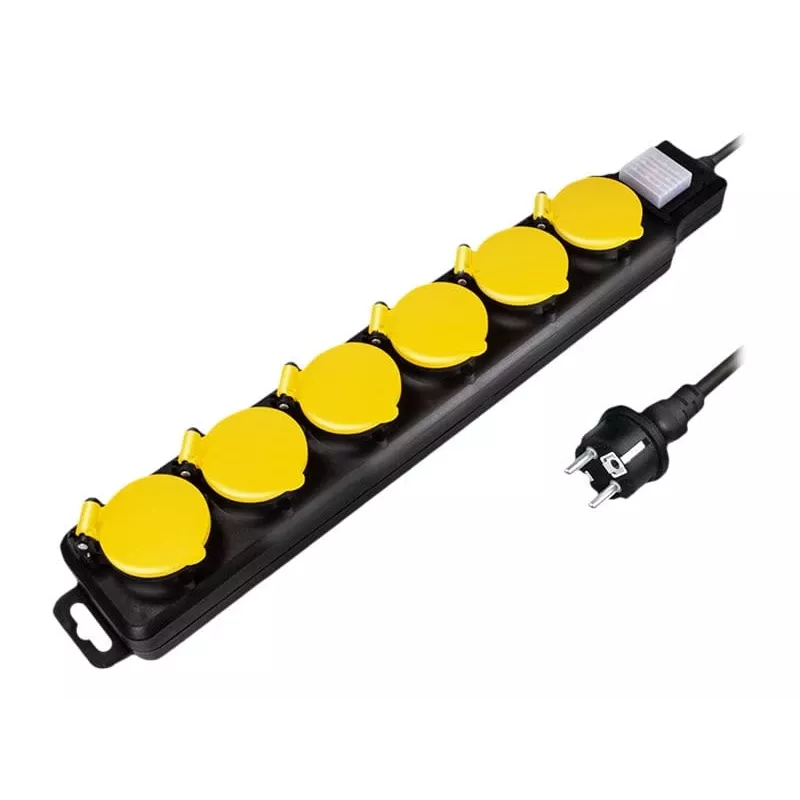 Power Extension LogiLink LPS256 1.5m 6 AC Outlets Outdoor Schwarz Gelb