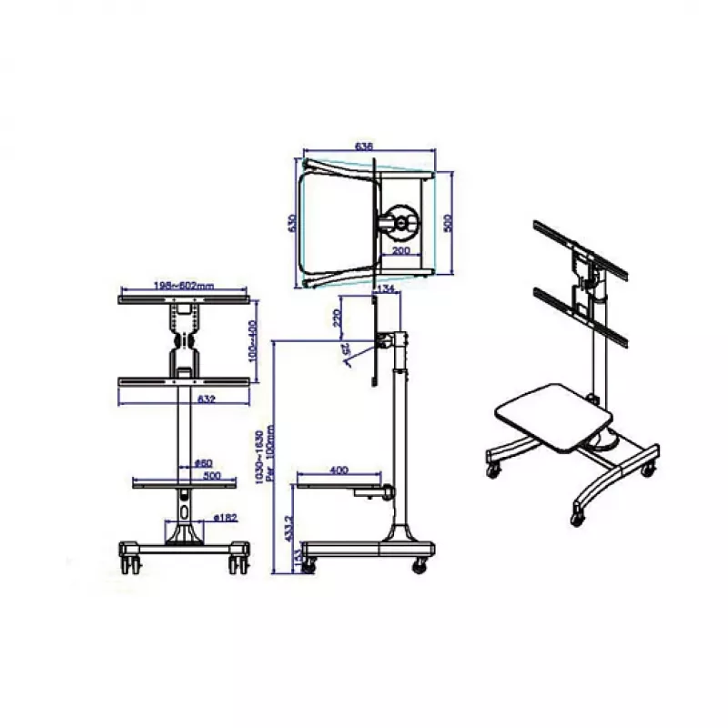 VALUE LCD-/TV-Rollständer, 27-47 Zoll, bis 35 kg, schwarz