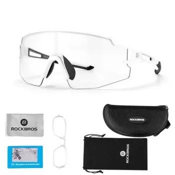 Rockbros 10172 UV400 weiße photochrome Fahrradbrille