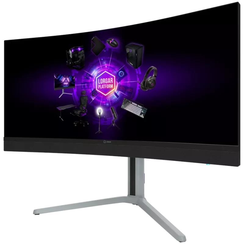 LORGAR 34MP1, UWQHD MiniLED Gaming Monitor Pro, 34'' (3440*1440) VA curved monitor, schwarz/milchgrau