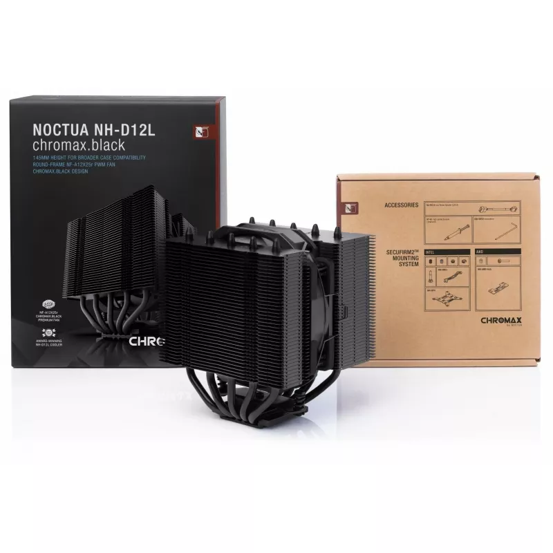 Luftkühler Noctua NH-D12L 12 cm Aluminium Schwarz 450-2000 U/min 18,8-22,6 dB