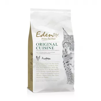 Trockenfutter für Katzen Eden Original Cousine 10 kg – Alleinfuttermittel für ausgewachsene Katzen, 43 % Protein, 23 % Fett, getreide- und glutenfrei