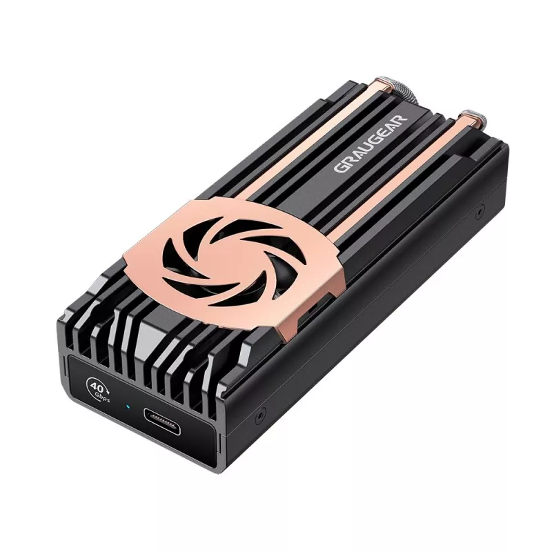 SSD-Gehäuse GrauGear G-M2U4-40G-F — M.2, 1 Laufwerk, USB4 Gen4, 40 Gbit/s, Aluminium, schwarz