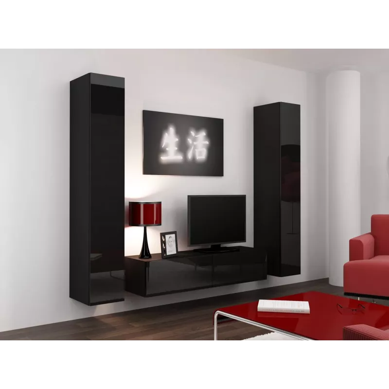 Cama geschlossen Schrank VIGO '180' 180/40/30 schwarz/schwarz glänzend