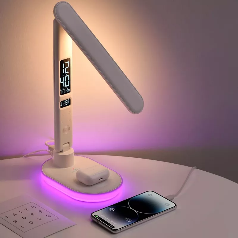 Tischleuchte Hawk HW-LAMP03 Weiß RGB — verstellbare LED-Schreibtischlampe mit RGB-Beleuchtung