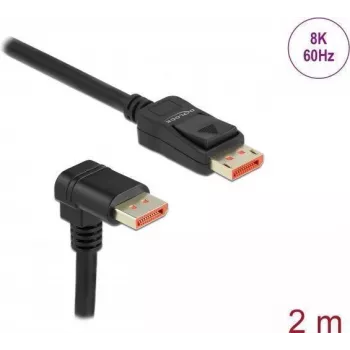 DisplayPort-Kabel DeLOCK 8K 60 Hz 2 m Stecker gerade auf 90° nach unten abgewinkelt