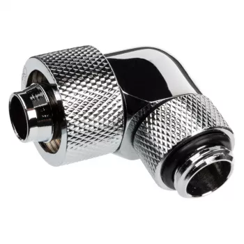 Alphacool Eiszapfen Connector 90 Grad G1/4 Zoll AG auf 16/10 mm - drehbar, Chrom-Silber
