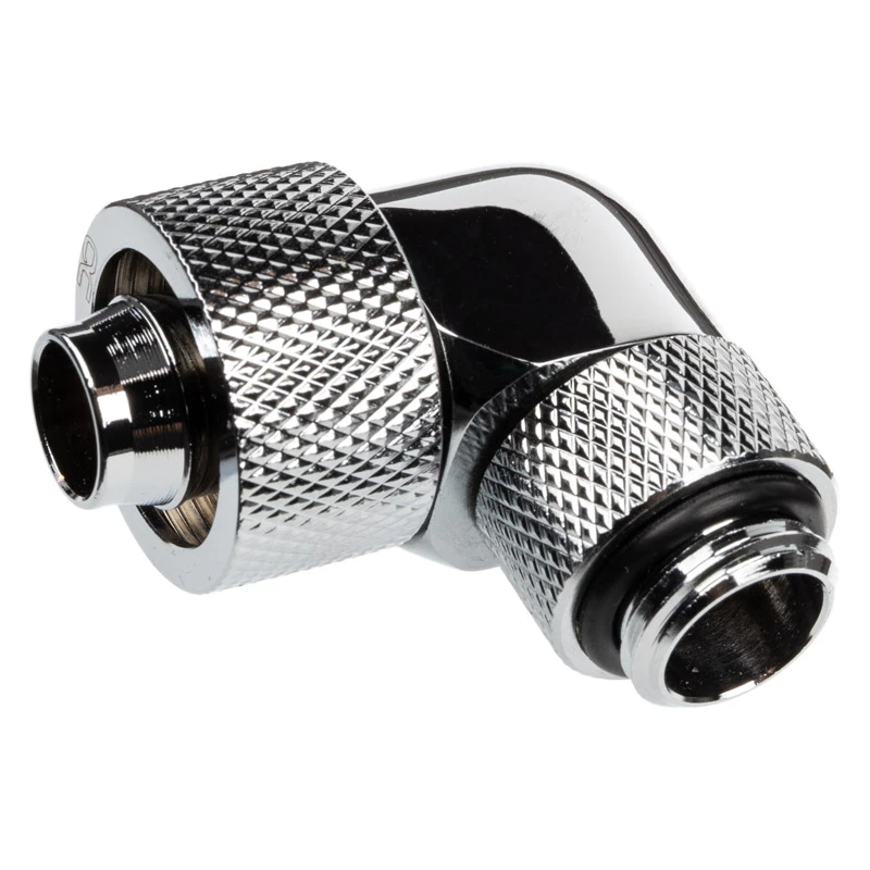 Alphacool Eiszapfen Connector 90 Grad G1/4 Zoll AG auf 16/10 mm - drehbar, Chrom-Silber