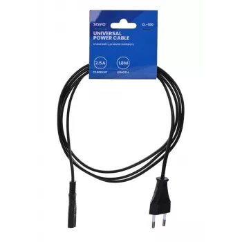 Savio CL-100 Netzkabel Schwarz 1,8 m IEC Typ E (3,4 mm, 3,1 mm) IEC C7