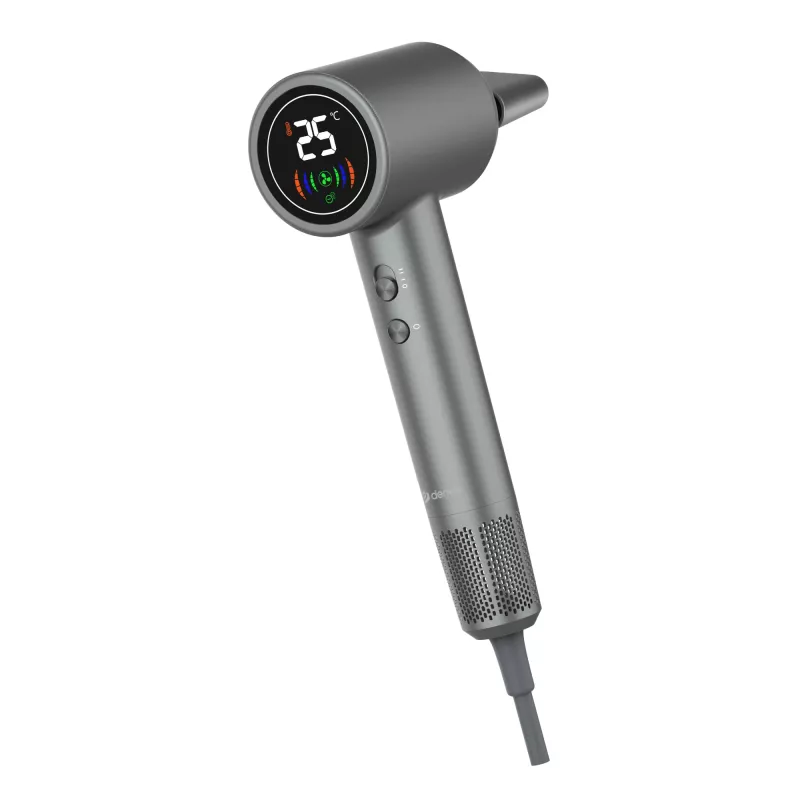 Haartrockner DENVER HDD-1400DGR 1400 W, grau, 110–240 V, 1,8 m Kabel, 25–75 °C, 70×89×280 mm