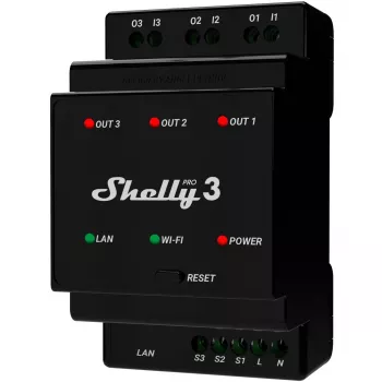 Shelly Pro 3 DIN-Schienen-WiFi/LAN/Bluetooth-Relais-Schalter