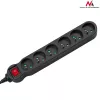 Power-Verlängerung MACLEAN MCE225 — 1.5 m Kabel, 6 Type F AC-Steckdosen, innen, schwarz