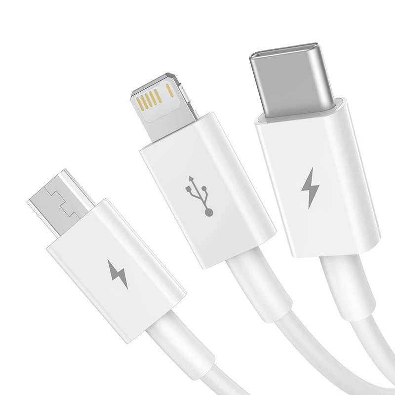 USB-Kabel Baseus SUP0003529 — USB 3.2 Gen 1 (3.1 Gen 1), 1 m, USB-A auf USB-C / Micro USB-A / Lightning, Weiß