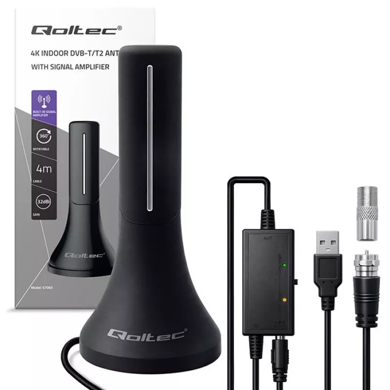Fernsehantenne QOLTEC TV DVB-T/T2 Qoltec (Innen-/Außenbereich) Modell 57065