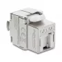 Keystone-Modul DELOCK RJ45 auf LSA Cat.6A geschirmt werkzeugfrei, flach, silber/weiß, mit Staubschutzkappe