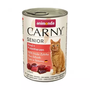 ANIMONDA Carny Senior Rind und Putenherzen – Nassfutter für Katzen – 400g