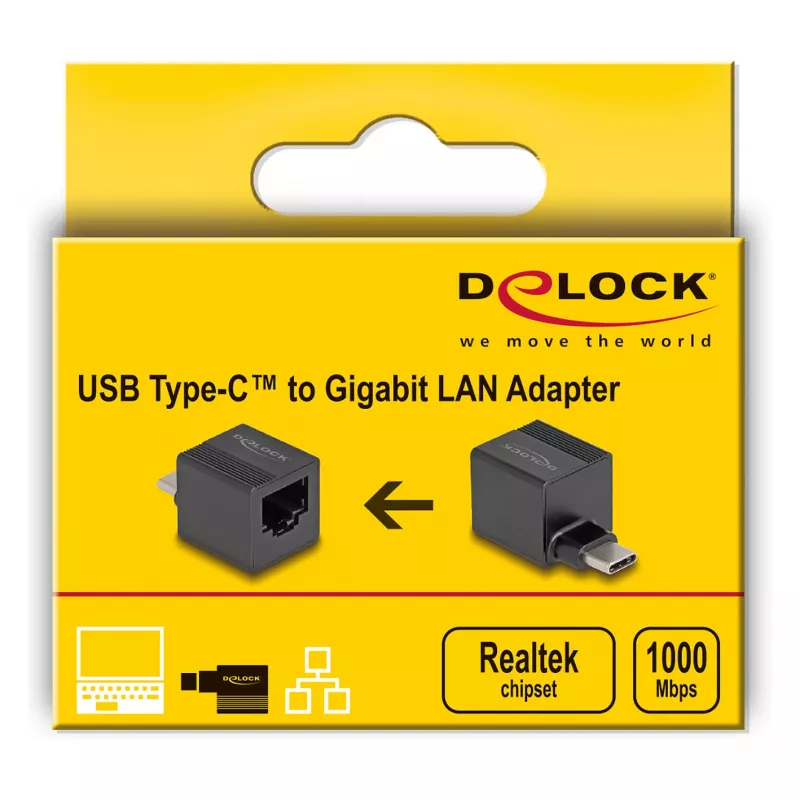 DeLOCK USB Type-C Adapter zu Gigabit LAN mini Schwarz