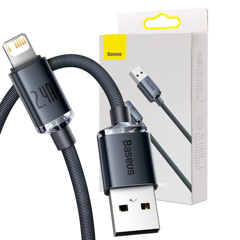 Baseus Crystal Shine Kabel USB auf Lightning, 2,4A, 2m (schwarz)