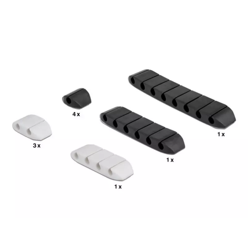 Kabelhalter DeLOCK trapezförmig selbstklebend Kombi-Set 10 Stück schwarz weiß